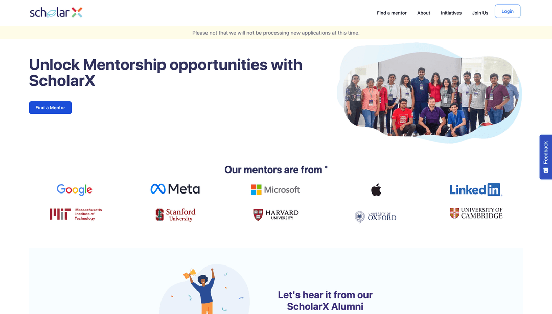 Project thumbnail for ScholarX Mentorship Platform